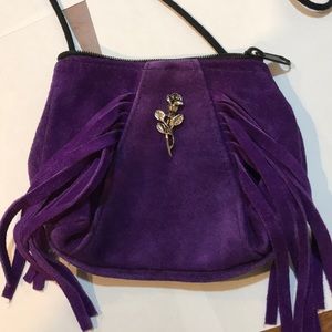 Suede leather fringe small purse